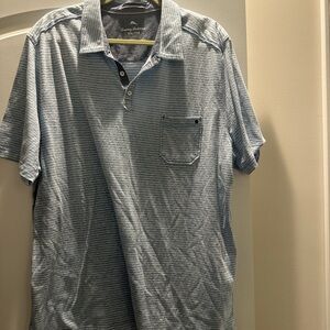 Kirkland Signature Men's Blue Striped Polo Shirt